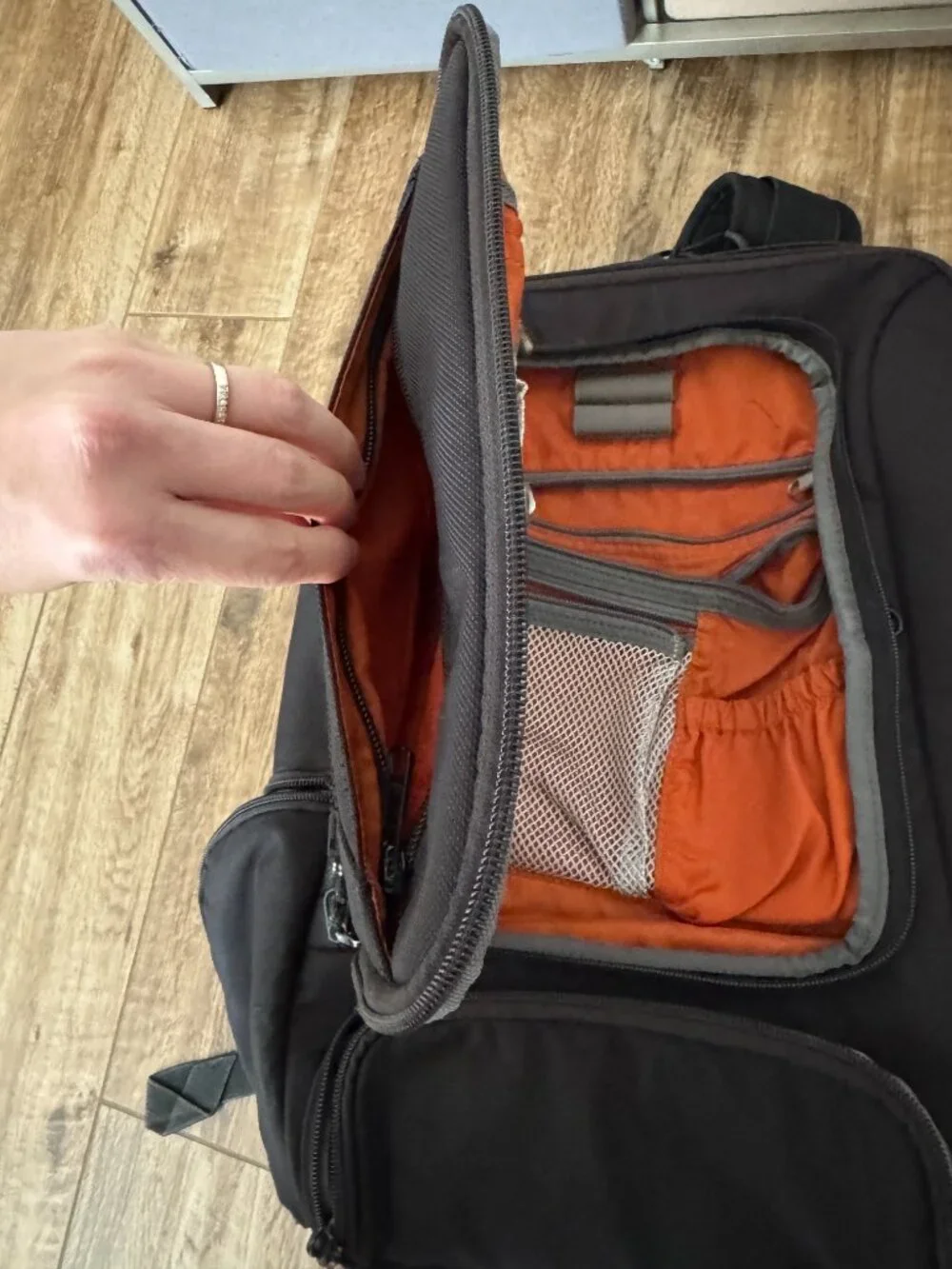 eBags Professional Travel Backpack Black & Orange Laptop Organizer, Carry On Bag